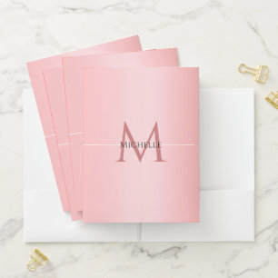Mono gram Template Modern Elegant Rose Gold Pocket Folder