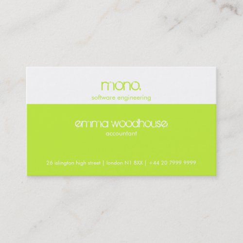 Mono Green &amp; White Business Card
