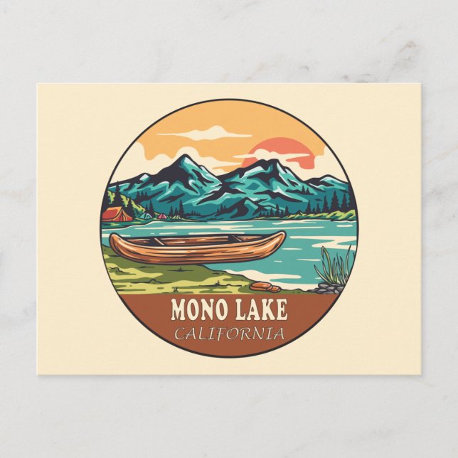 Mono Lake California Boating Fishing Emblem Postcard (Front)