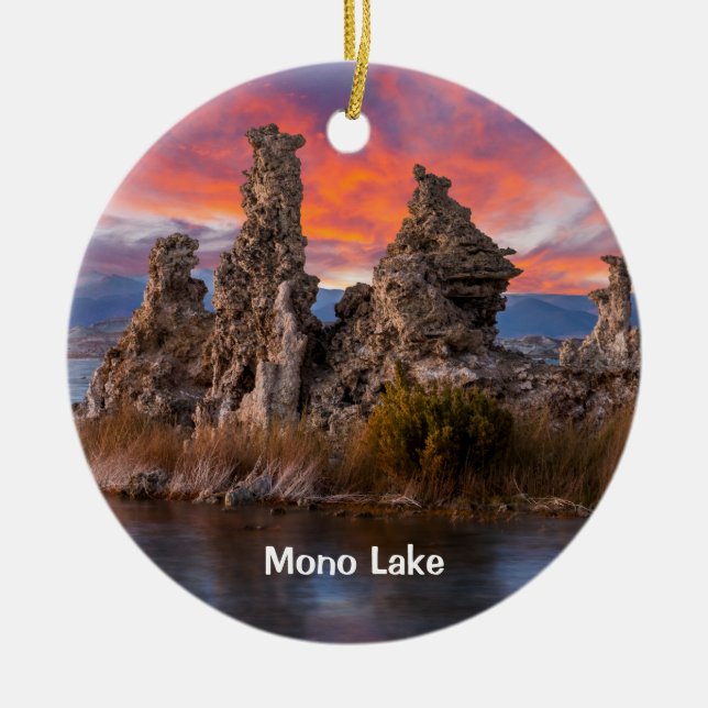 Mono Lake Sunset Ceramic Ornament (Front)