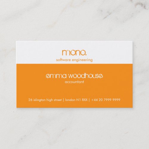 Mono Orange &amp; White Business Card
