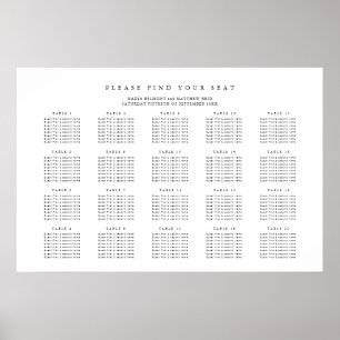 Mono simple wedding 20 table seating chart