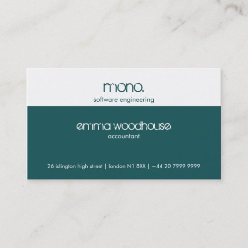 Mono Teal &amp; White Business Card