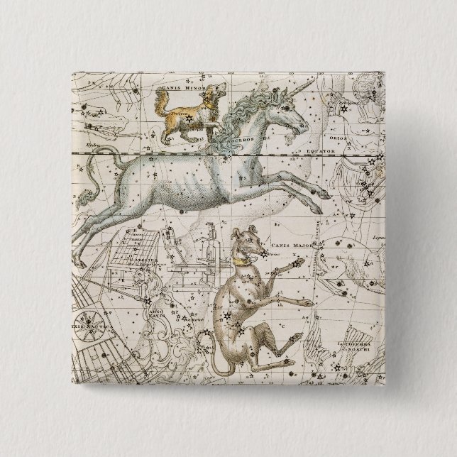 Monoceros, from 'A Celestial Atlas', pub. in 1822 Pinback Button (Front)