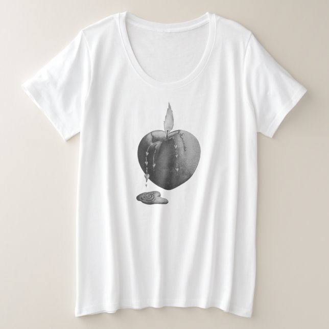 monocheome candle burning with heart shaped flame plus size T-Shirt (Design Front)