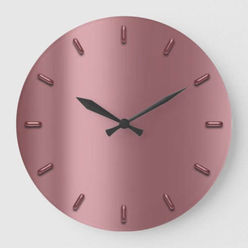 Monochrom Metallic Minimal Burgundy Red Bean Large Clock