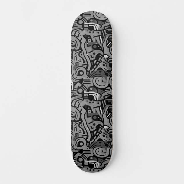 Monochromatic Abstract Urban Street Art  Skateboard (Front)