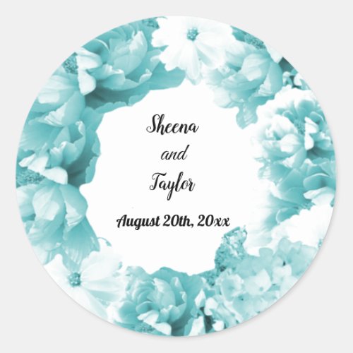 Monochromatic Aqua Wedding Wreath Sticker