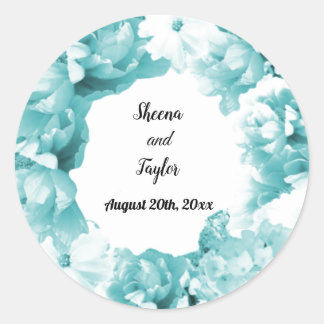Monochromatic Aqua Wedding Wreath Sticker
