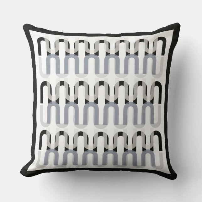 Monochromatic art deco retro design throw pillow (Front)