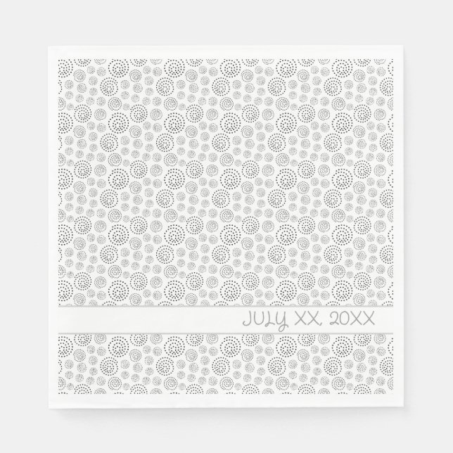 Monochromatic Black Geometric Swirls Pattern Napkins (Front)