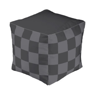 Monochromatic Black Gray Croatian Checkers Pouf