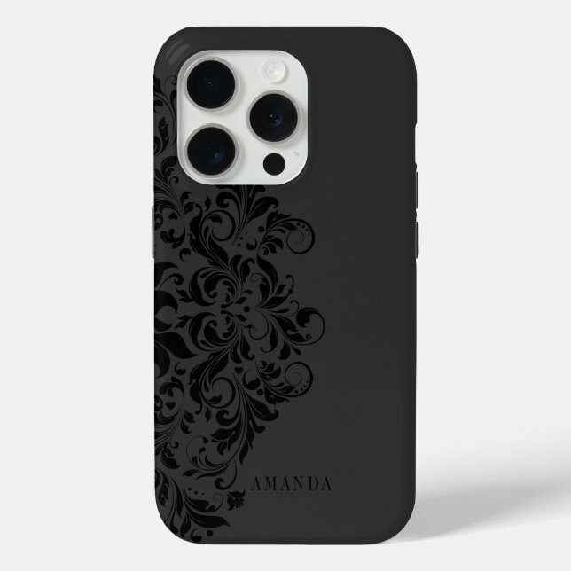 Monochromatic black swirl mandala monogram Case-Mate iPhone case (Back)