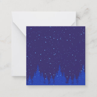 Monochromatic Blue Christmas Scene with Snow Note Card