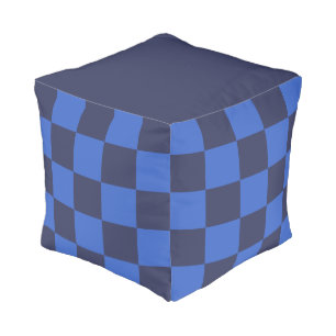 Monochromatic Blue Croatian Checkers Pouf