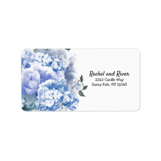 Monochromatic Blue Floral Address Label