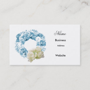 Monochromatic Blue Floral Wreath Business Card