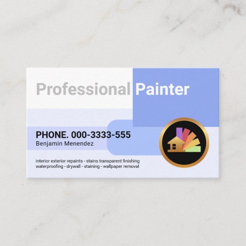 Monochromatic Blue Shape Blocks Painter Business Card