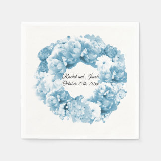 Monochromatic Blue Wreath Wedding Paper Napkins