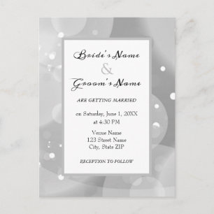 Monochromatic bokeh wedding invitation postcard