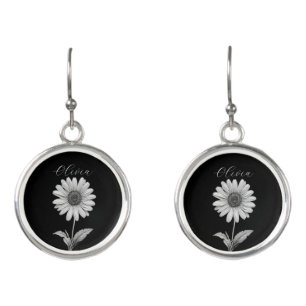 Monochromatic Daisy Flower Customizable Earrings