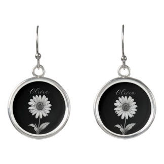 Monochromatic Daisy Flower Customizable Earrings