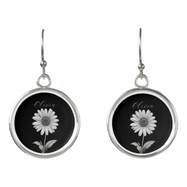 Monochromatic Daisy Flower Customizable Earrings (Front)