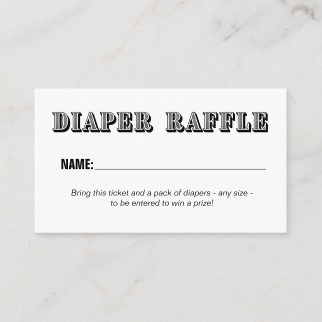Monochromatic Diaper Raffle Card (Front)