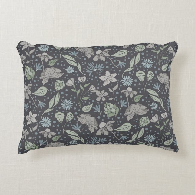 Monochromatic Ditsy Flowers  Accent Pillow (Front)