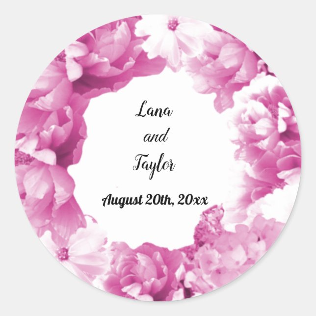 Monochromatic Dusty Pink Wedding Wreath Sticker (Front)
