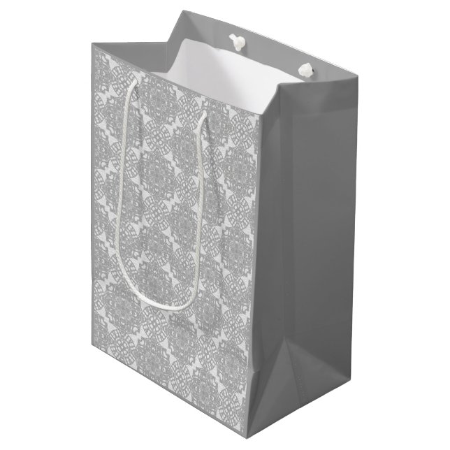 Monochromatic Faux White lace Medium Gift Bag (Front Angled)