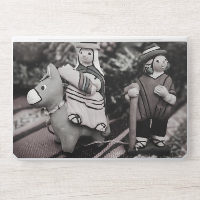 Monochromatic Figurine of Person Riding Donkey wit HP Laptop Skin (Front)