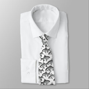 Monochromatic Fish Pattern Neck Tie