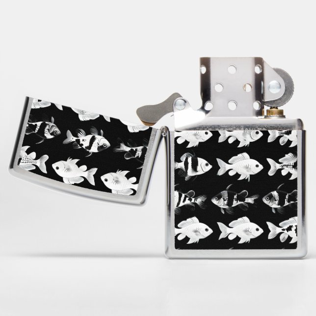 Monochromatic Fish  Zippo Lighter (Opened)