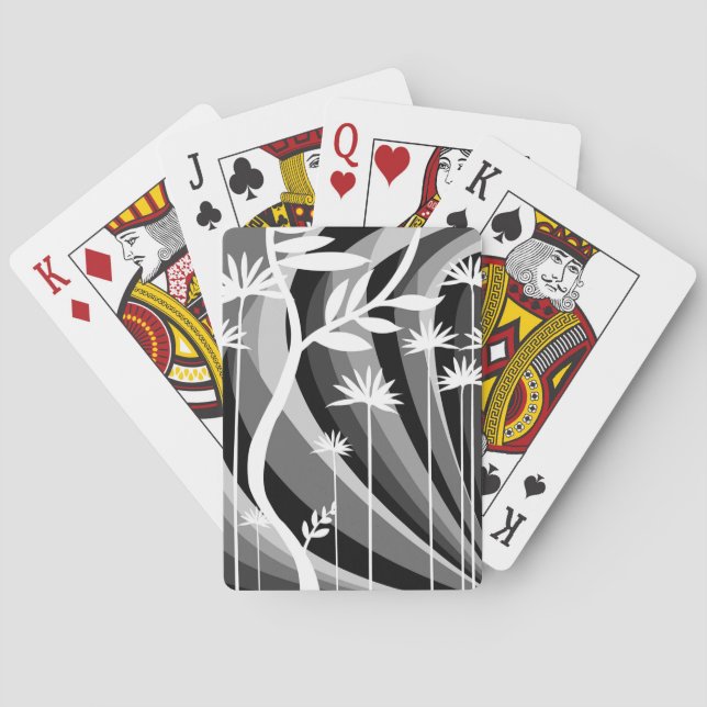 Monochromatic Floral Poker Cards (Back)