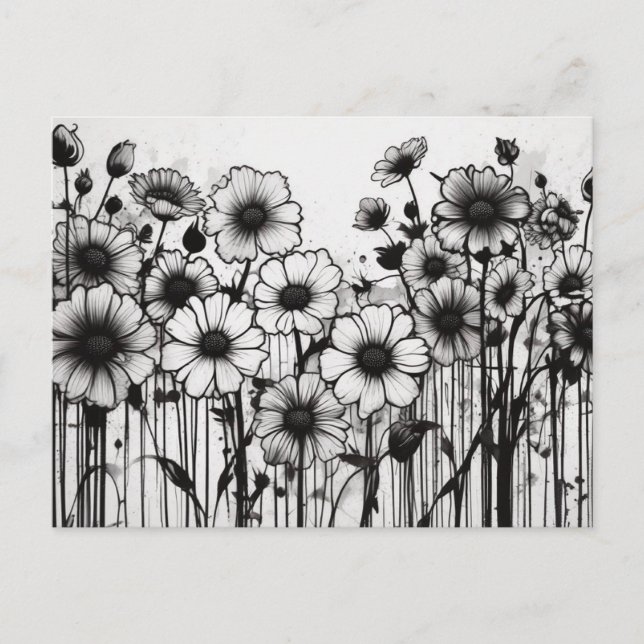 Monochromatic Floral Symphony Postcard (Front)