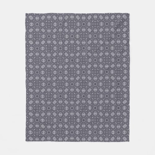 Monochromatic Geometric Grid  Gray Fleece Blanket