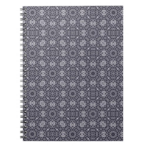 Monochromatic Geometric Grid  Gray Notebook