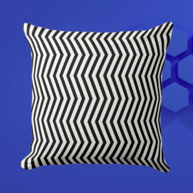 Monochromatic Geometric Lines Pattern Throw Pillow (Creator Uploaded)