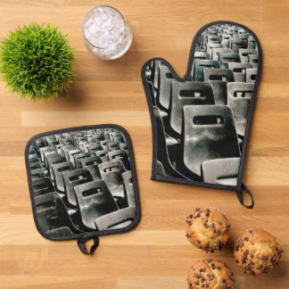 Monochromatic Gray Chairs  Oven Mitt & Pot Holder Set