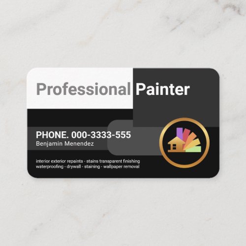 Monochromatic Grey Shape Blocks Painter Business Card