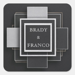 Monochromatic Layered Textured Geometric Square Sticker