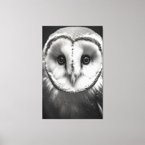 Monochromatic Majesty Striking Barn Owl Feathere Canvas Print