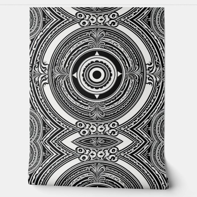Monochromatic Medallions Wallpaper (Unrolling)