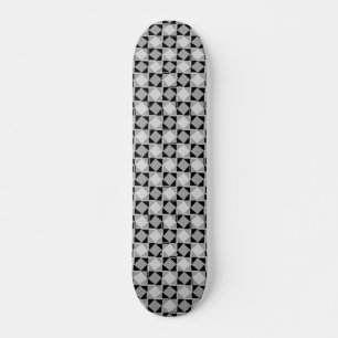 Monochromatic Modern Checkered Geometric Pattern Skateboard