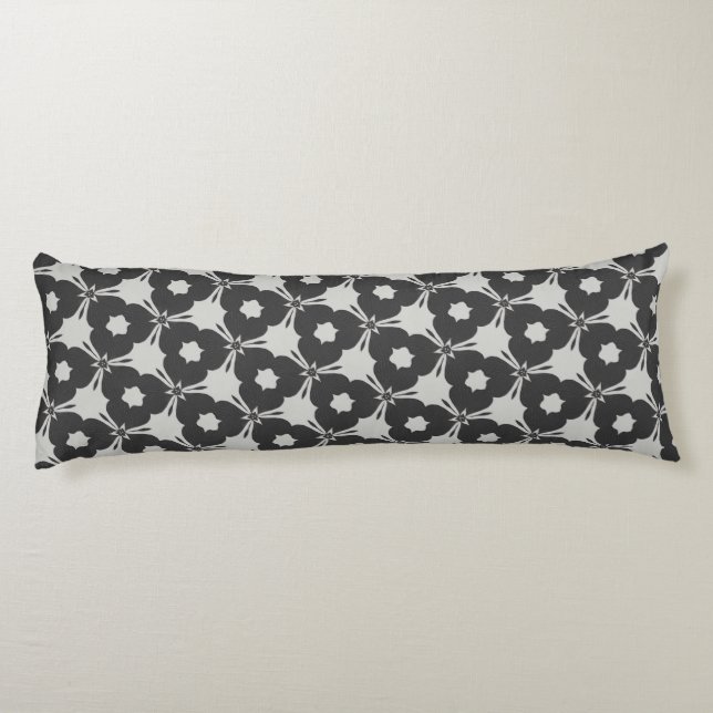 Monochromatic Modern Shapes Geometrical Pattern Body Pillow (Back)