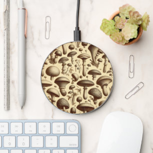 Monochromatic Mushrooms Wireless Charger
