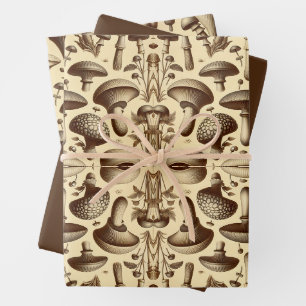 Monochromatic Mushrooms Wrapping Paper Sheets