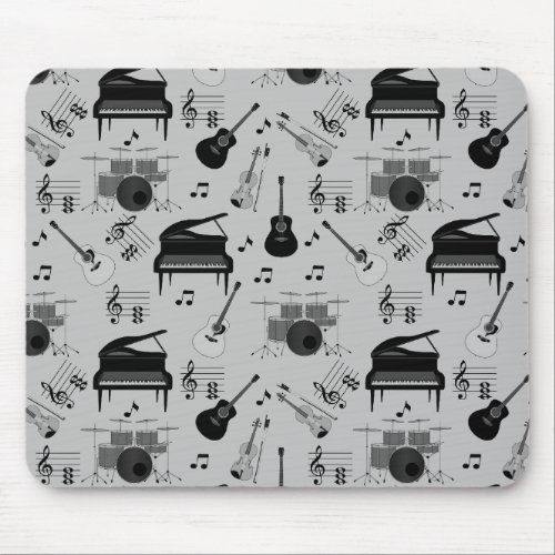 Monochromatic Musical Instrument Extravaganza _ Mouse Pad