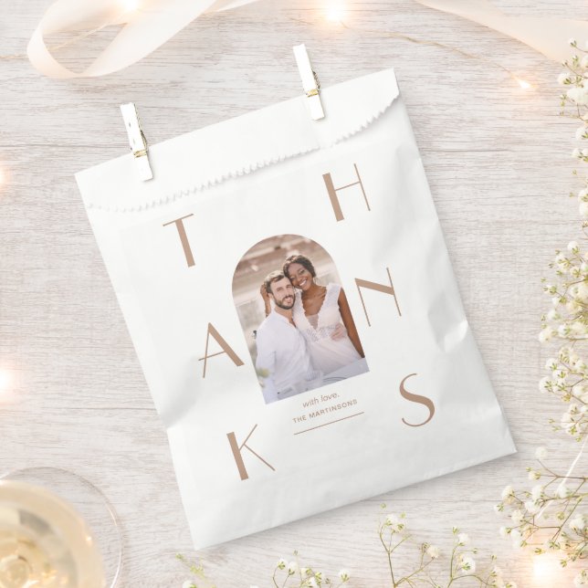 Monochromatic Neutral Photo Wedding Favor Bag (Clipped)